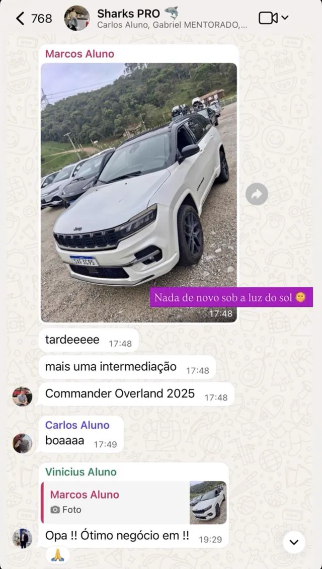 Print de conversa de aluno