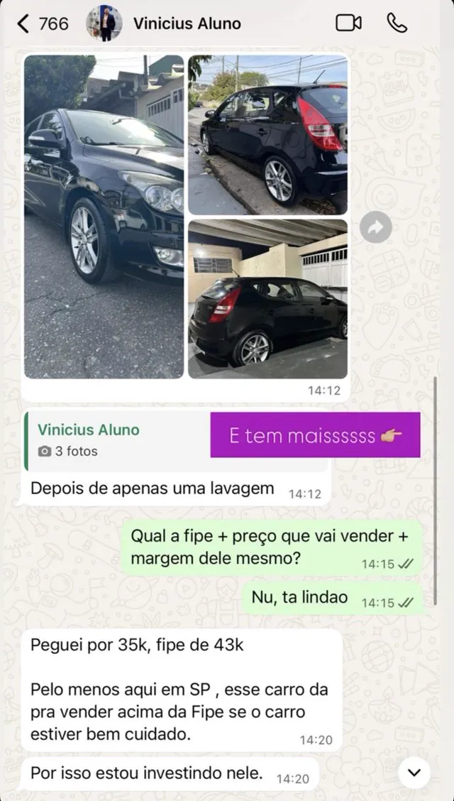 Print de conversa de aluno