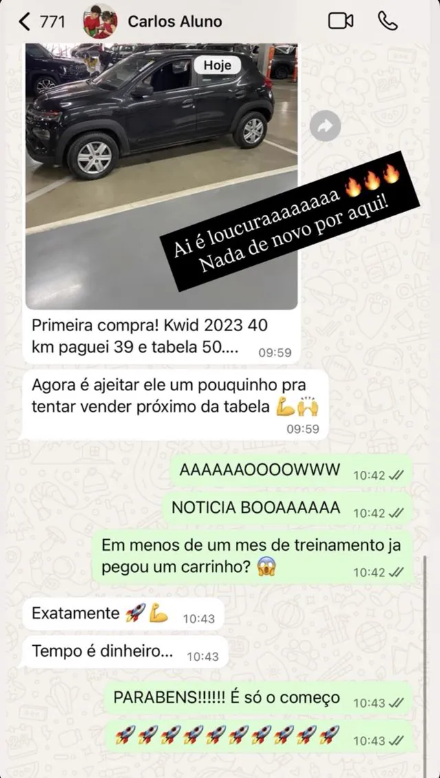Print de conversa de aluno