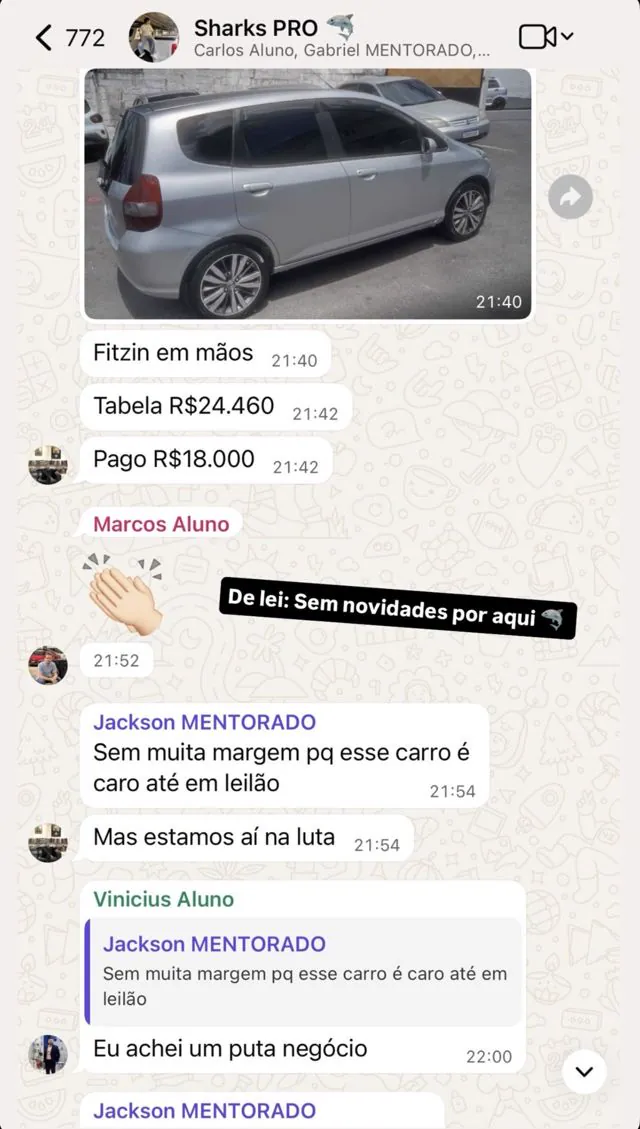 Print de conversa de aluno